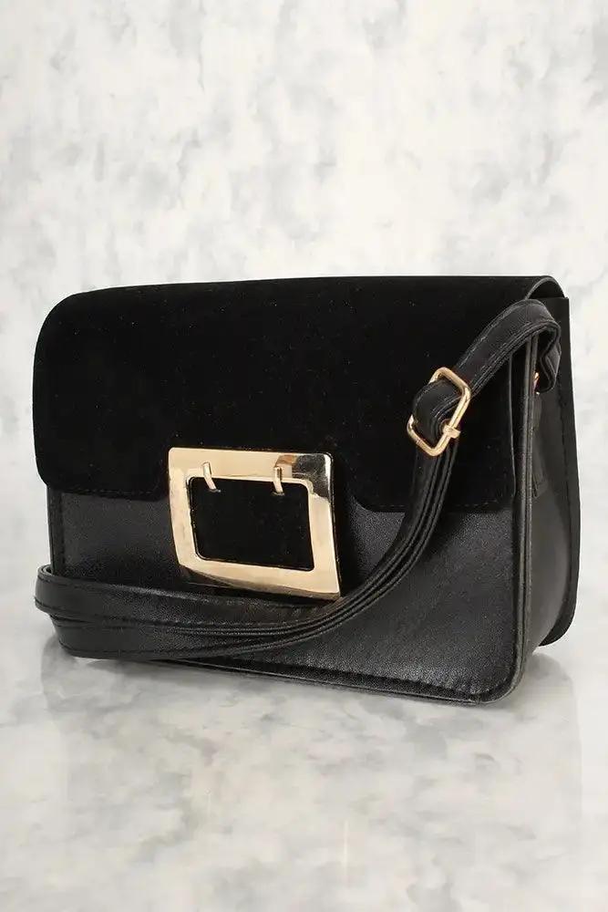 Sexy Black Velvet Faux Leather Mini Shoulder Handbag