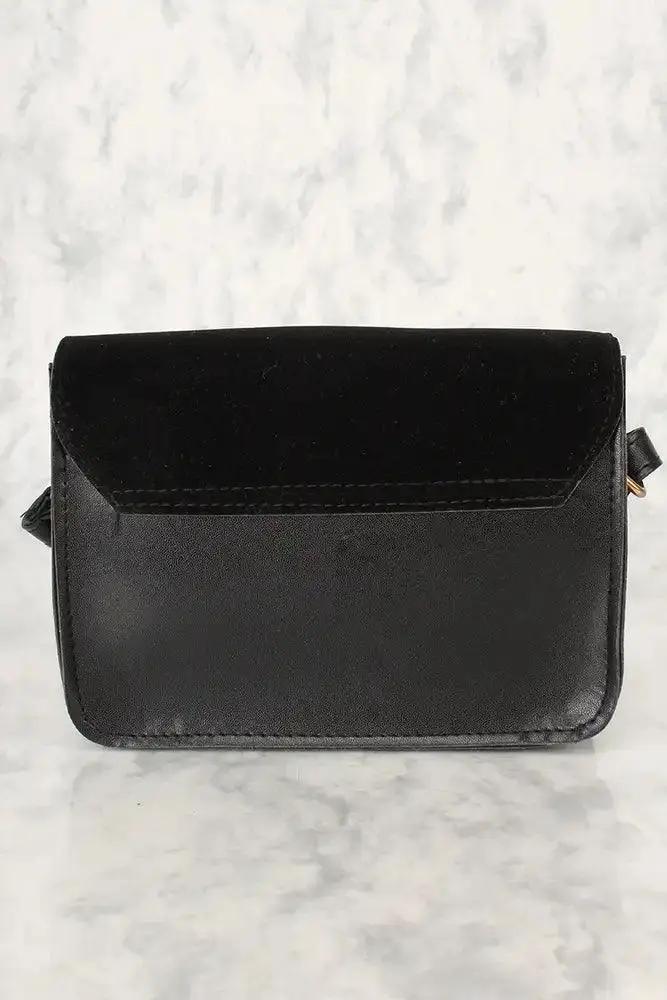 Sexy Black Velvet Faux Leather Mini Shoulder Handbag