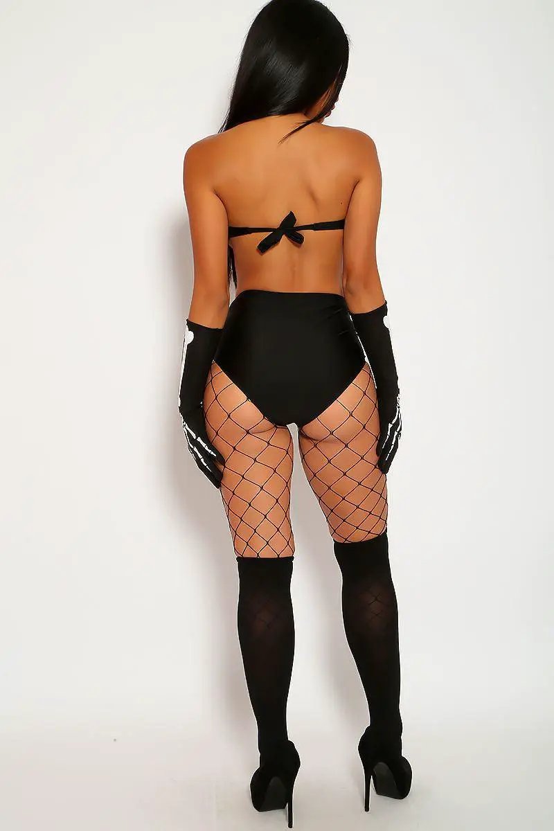 Sexy Black White 4 Pc. Jackie Skeleton Halloween Costume