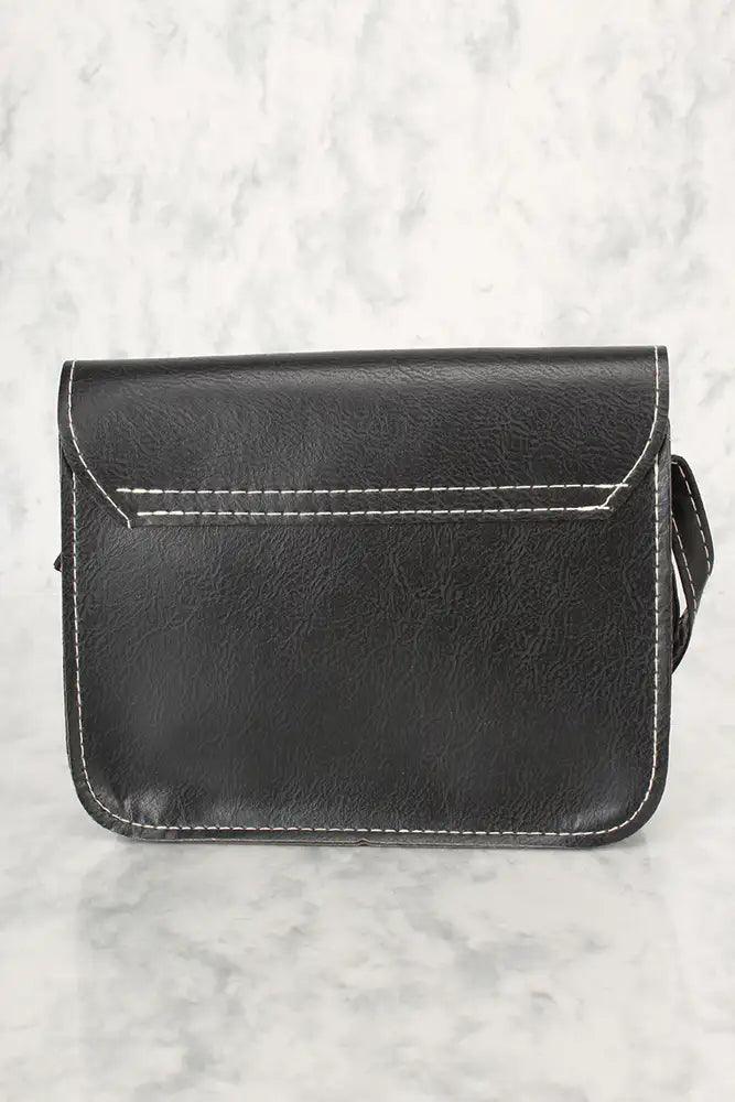 Sexy Black White Animal Print Geometric Faux Leather Mini Shoulder Handbag - AMIClubwear