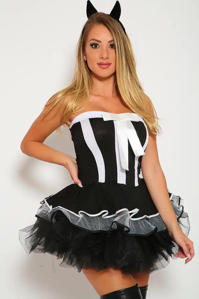 Sexy Black White French Kitty Costume - AMIClubwear