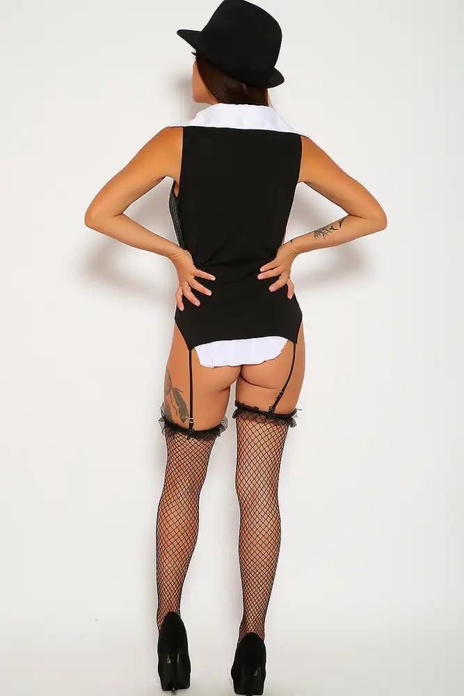 Sexy Black White Gangster Two Piece Costume - AMIClubwear