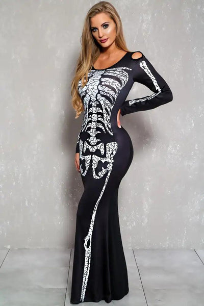 Sexy Black White Skeleton Dress Costume - AMIClubwear