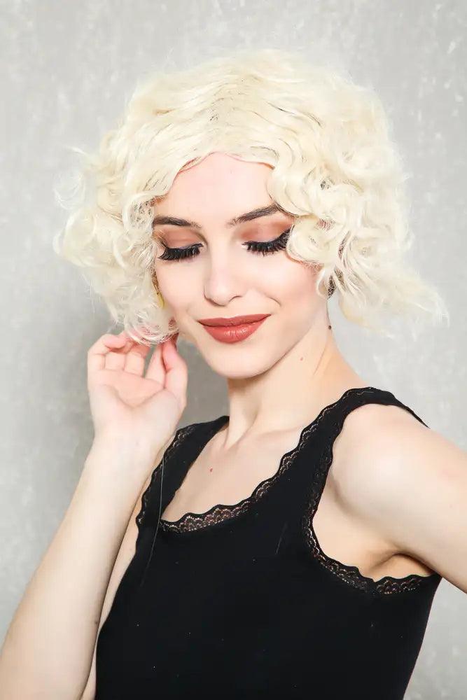Sexy Blonde Curly Short Faux Hair Wig Costume Accessory - AMIClubwear