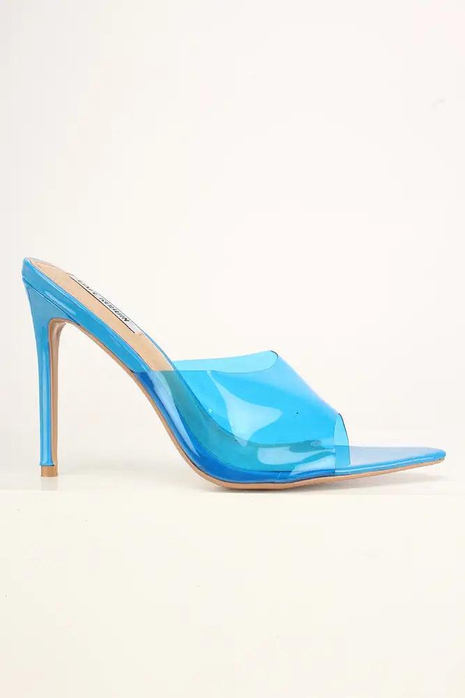 Sexy Blue Clear Open Toe Slip On High Heels Patent - AMIClubwear