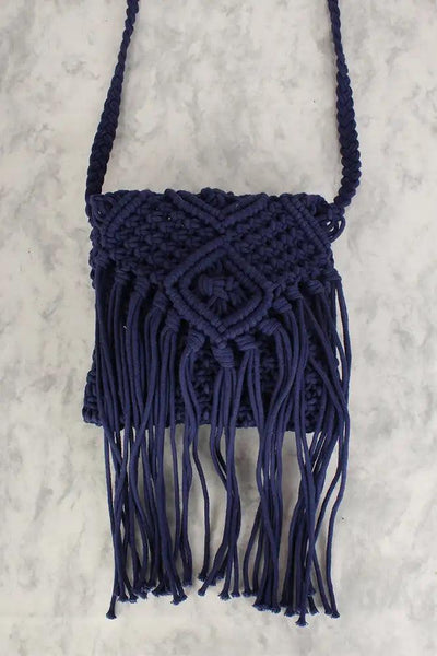 Sexy Blue Knit Small Shoulder Handbag - AMIClubwear