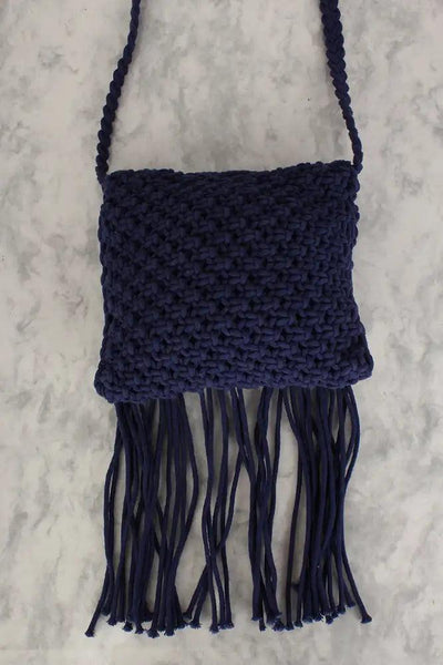 Sexy Blue Knit Small Shoulder Handbag - AMIClubwear