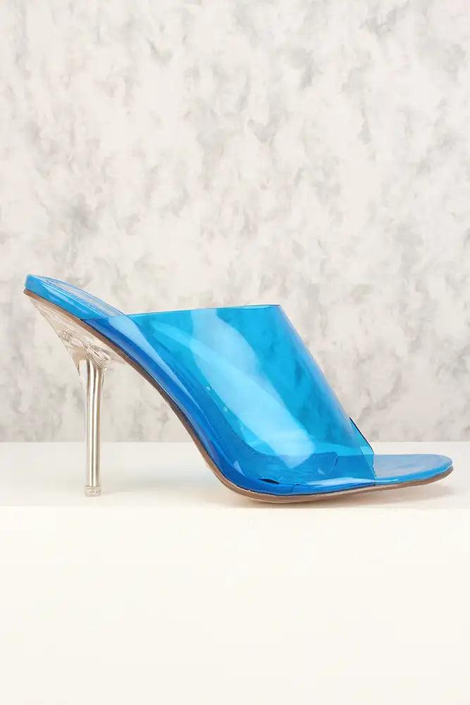 Sexy Blue Open Toe Slip On Single Sole High Heels - AMIClubwear