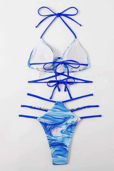 Sexy Blue Swirl Cheeky Bikini - AMIClubwear