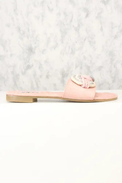 Sexy Blush Knotted Front Open Toe Slip On Sandals - AMIClubwear