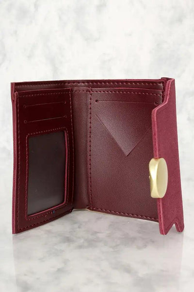 Sexy Burgundy Faux Leather Mini Wallet - AMIClubwear