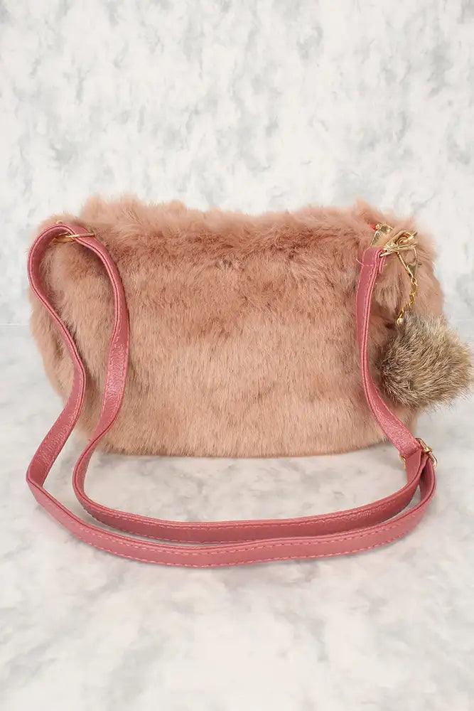 Sexy Camel Faux Fur Shoulder Handbag - AMIClubwear
