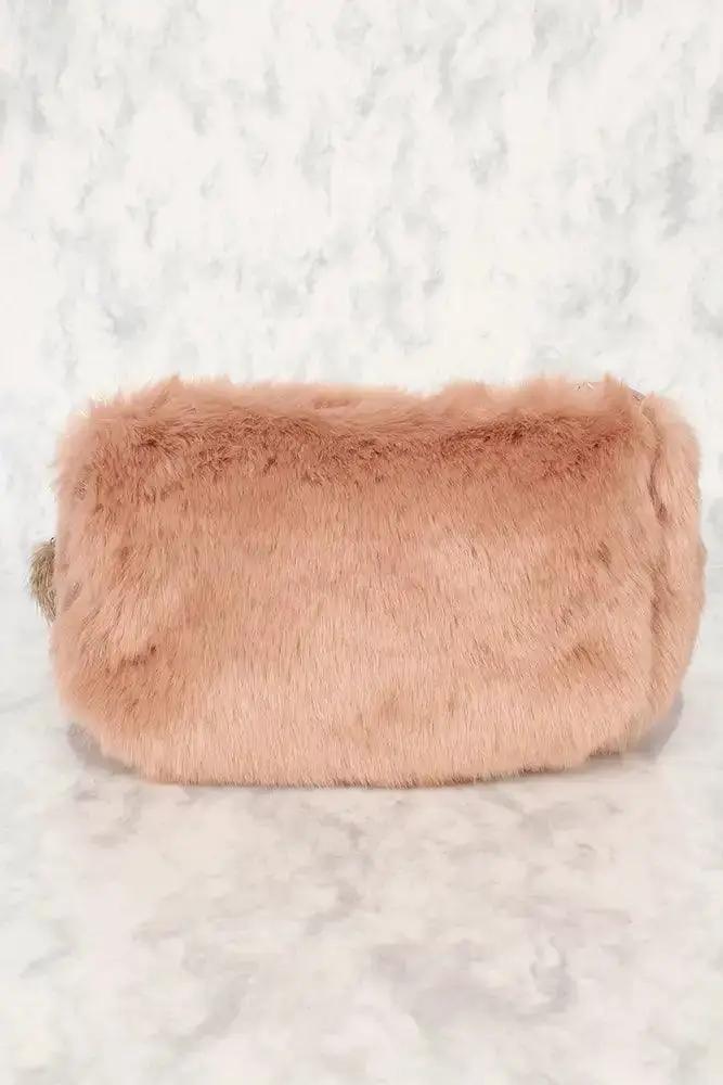 Sexy Camel Faux Fur Shoulder Handbag