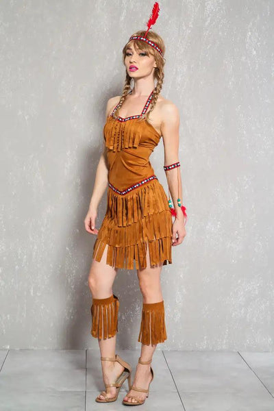 Sexy Camel Fringe Tribal Princess 5 Piece Costume - AMIClubwear