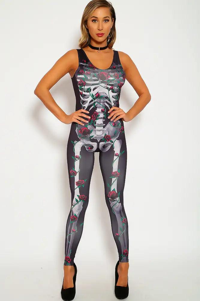 Sexy Charcoal Roses Costume Jumpsuit - AMIClubwear