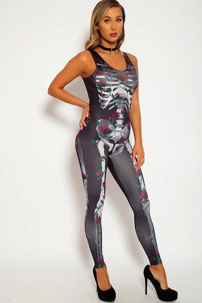 Sexy Charcoal Roses Costume Jumpsuit - AMIClubwear