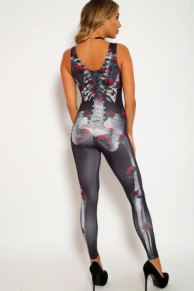 Sexy Charcoal Roses Costume Jumpsuit - AMIClubwear