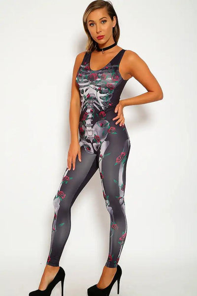 Sexy Charcoal Roses Costume Jumpsuit - AMIClubwear