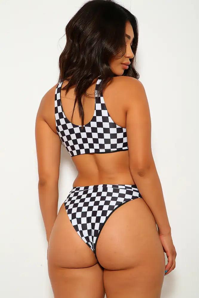 Sexy Checker High Waist Two Piece Swimsuit - AMIClubwear