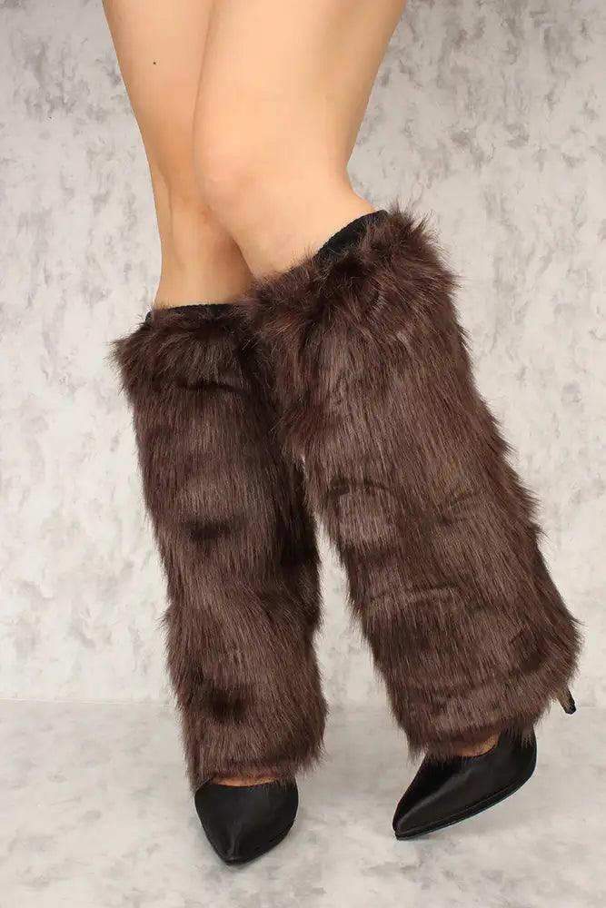 Sexy Chocolate Faux Fur Knee High Leg Warmers Costume Accessory - AMIClubwear