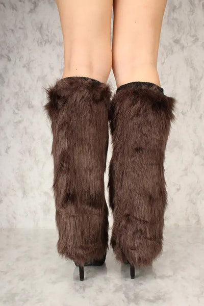Sexy Chocolate Faux Fur Knee High Leg Warmers Costume Accessory - AMIClubwear