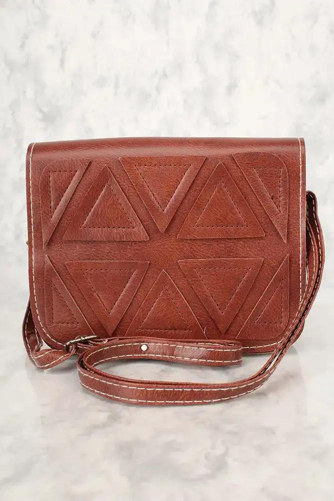 Sexy Cognac Geometric Faux Leather Mini Shoulder Handbag