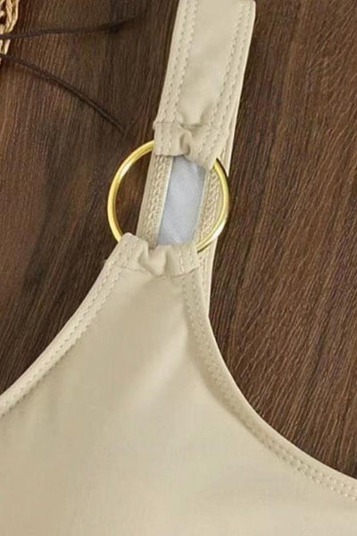 Sexy Cream Gold Ring 2pc Swimsuit - AMIClubwear