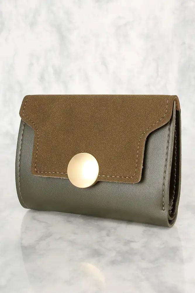 Sexy Dark Olive Faux Leather Mini Wallet - AMIClubwear