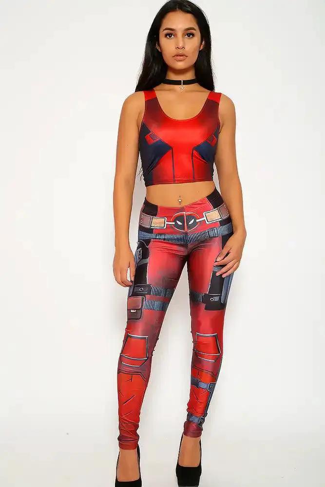 Sexy Deadman Comic Hero Halloween Two Piece Outfit Costume