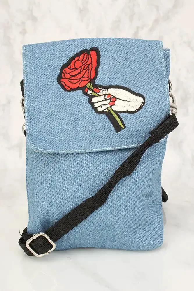 Sexy Denim Red Cactus Patch Mini Satchel Handbag