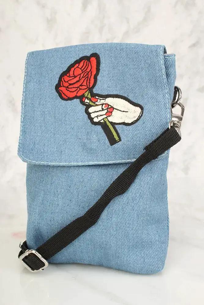 Sexy Denim Red Cactus Patch Mini Satchel Handbag