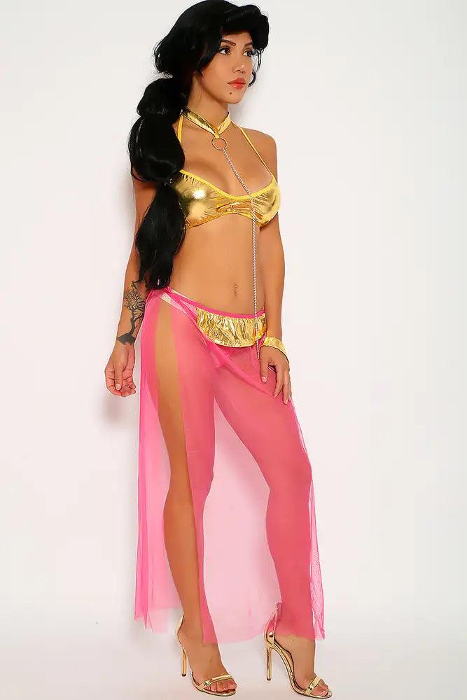 Sexy Fuchsia Gold Gypsy 5Pc. Costume Set - AMIClubwear