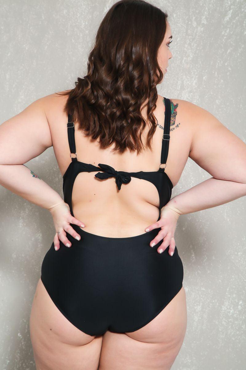 Sexy Fuschia Orange Color Block Plus Size One Piece Swimsuit Bikini - AMIClubwear