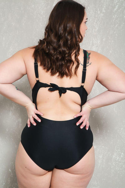 Sexy Fuschia Orange Color Block Plus Size One Piece Swimsuit Bikini - AMIClubwear