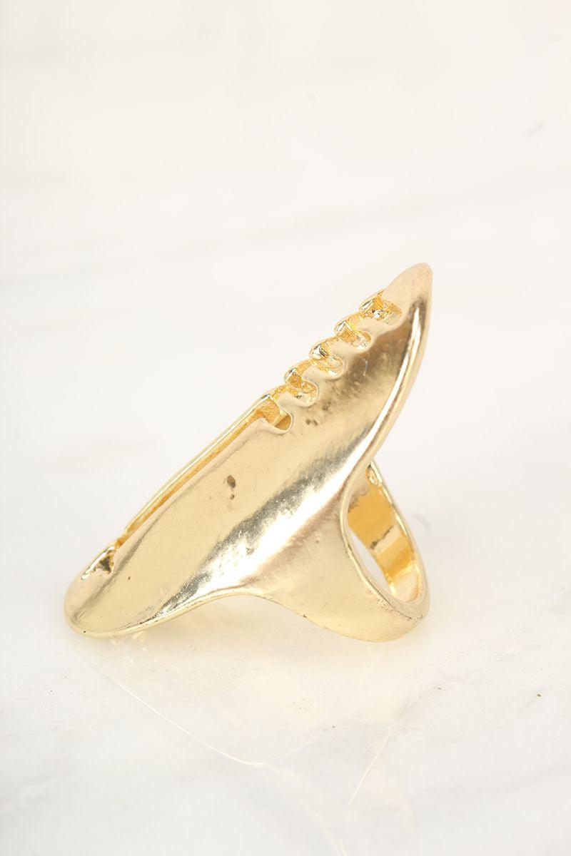 Sexy Gold High Polish Detailed Cut Out Over Sized Ring - AMIClubwear
