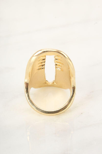 Sexy Gold High Polish Detailed Cut Out Over Sized Ring - AMIClubwear