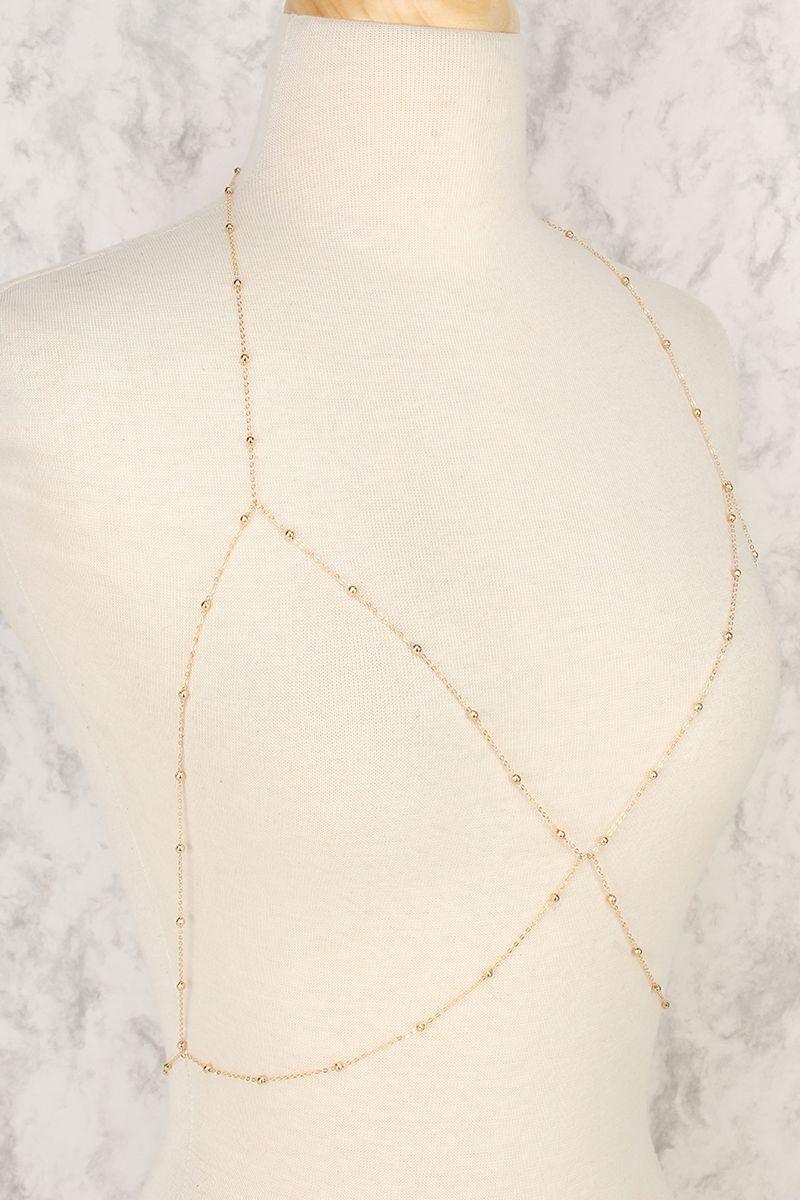 Sexy Gold Outline Beaded Accent Bralette Accessory - AMIClubwear