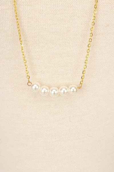 Sexy Gold Polish Chain Pearl Accent Necklace - AMIClubwear