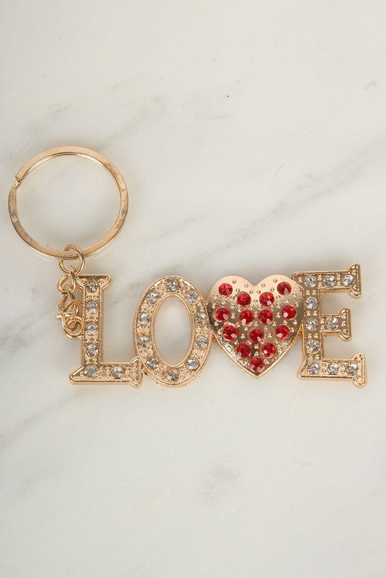 Sexy Gold Red Encrusted Love Keychain - AMIClubwear