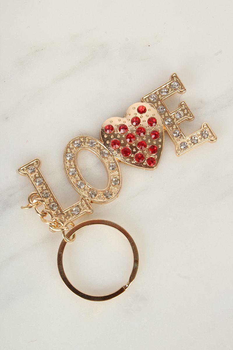 Sexy Gold Red Encrusted Love Keychain - AMIClubwear