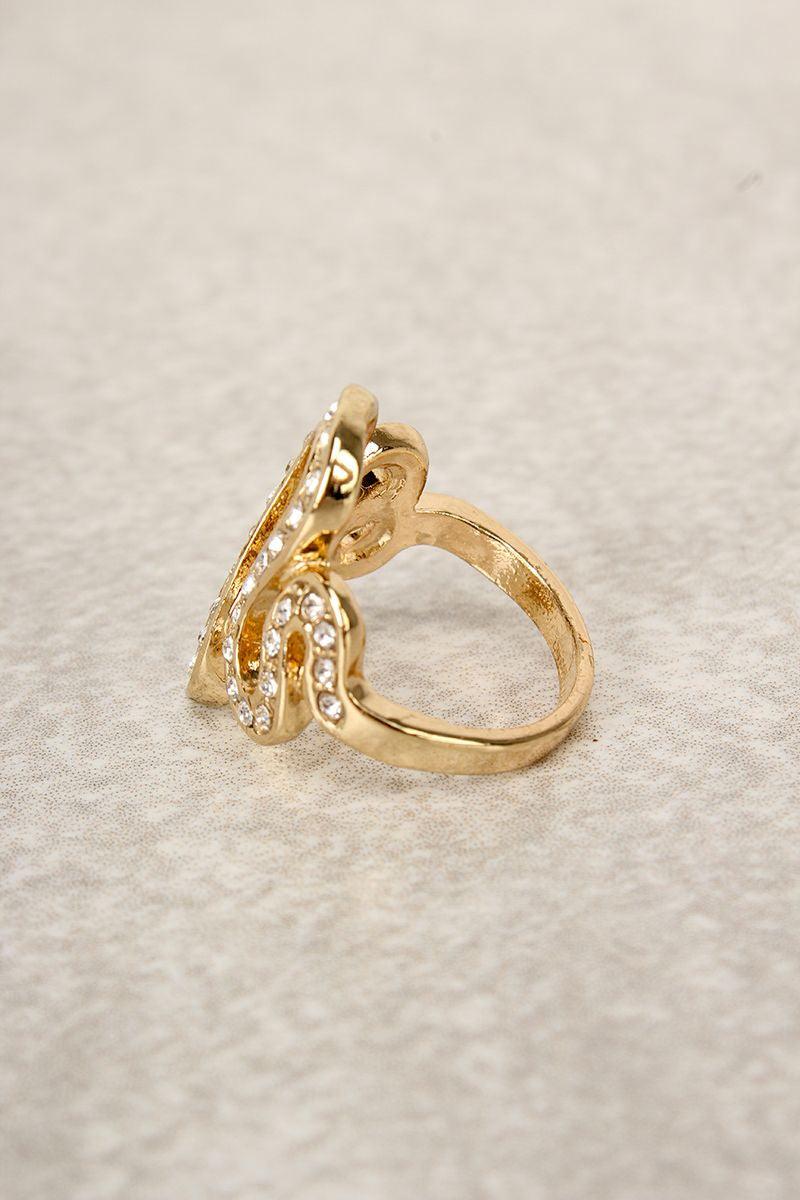 Sexy Gold Rhinestone Detailed Ring - AMIClubwear