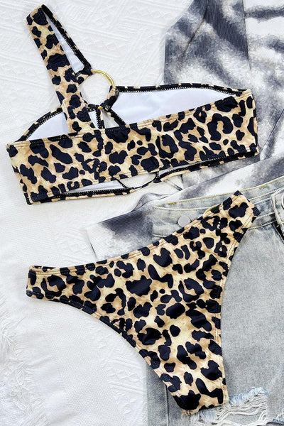 Sexy Gold Ring Leopard Print 2pc Bikini - AMIClubwear