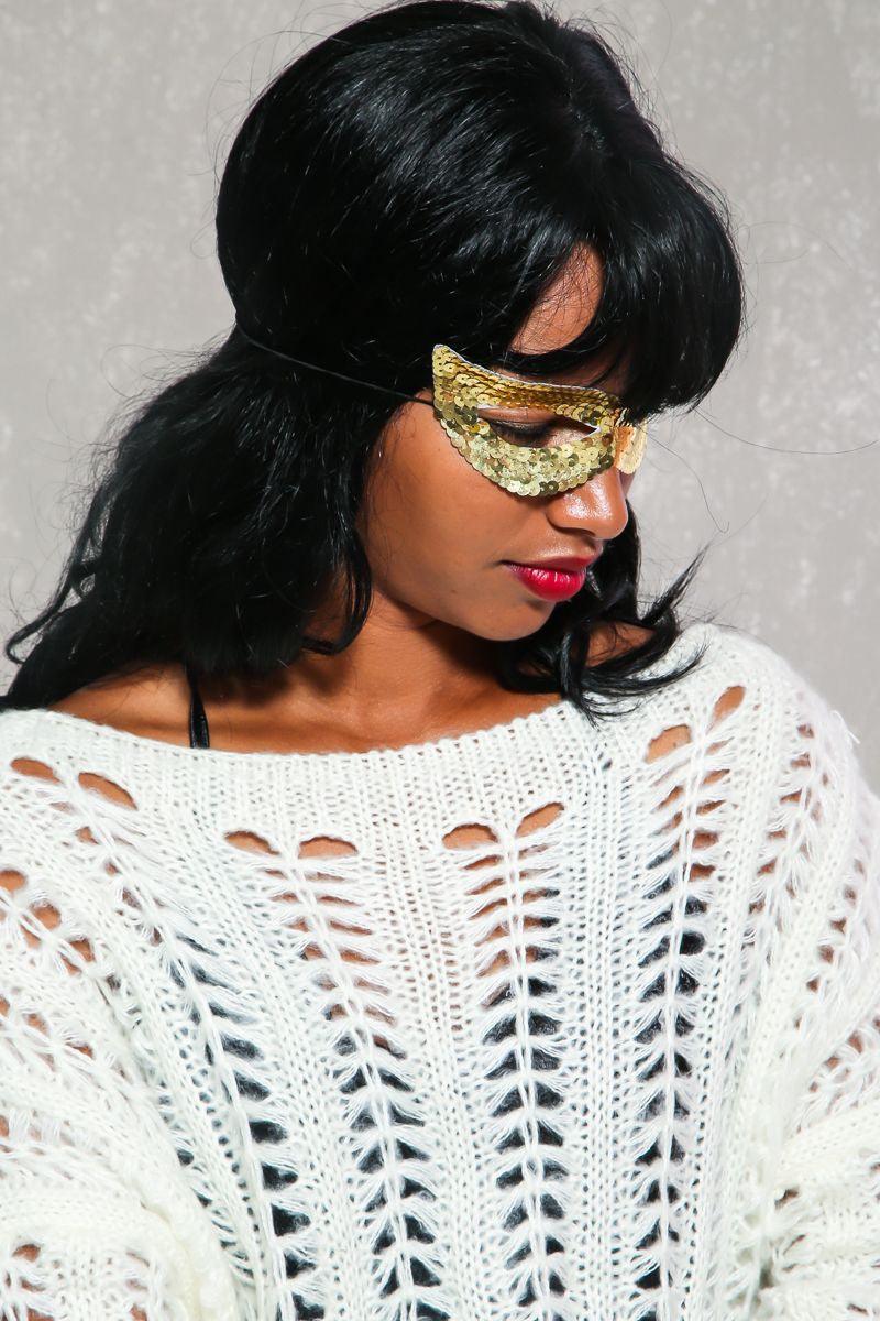 Sexy Gold Sequin Detail Eye Mask - AMIClubwear