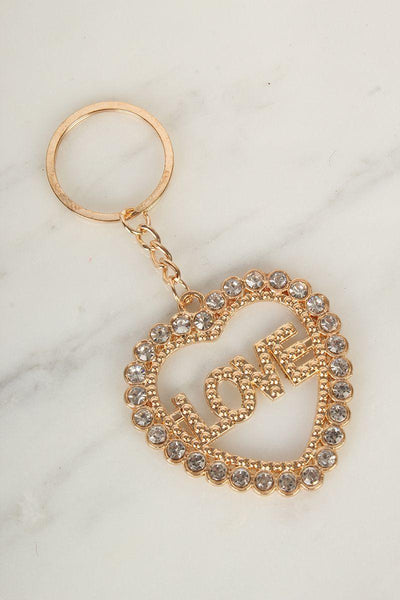 Sexy Gold Silver Encrusted Heart Keychain - AMIClubwear