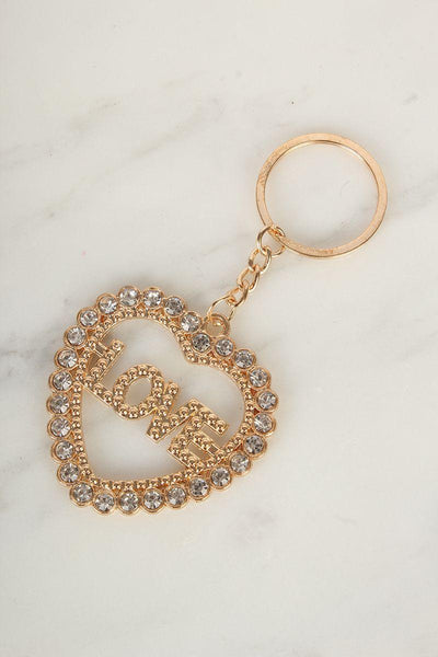Sexy Gold Silver Encrusted Heart Keychain - AMIClubwear