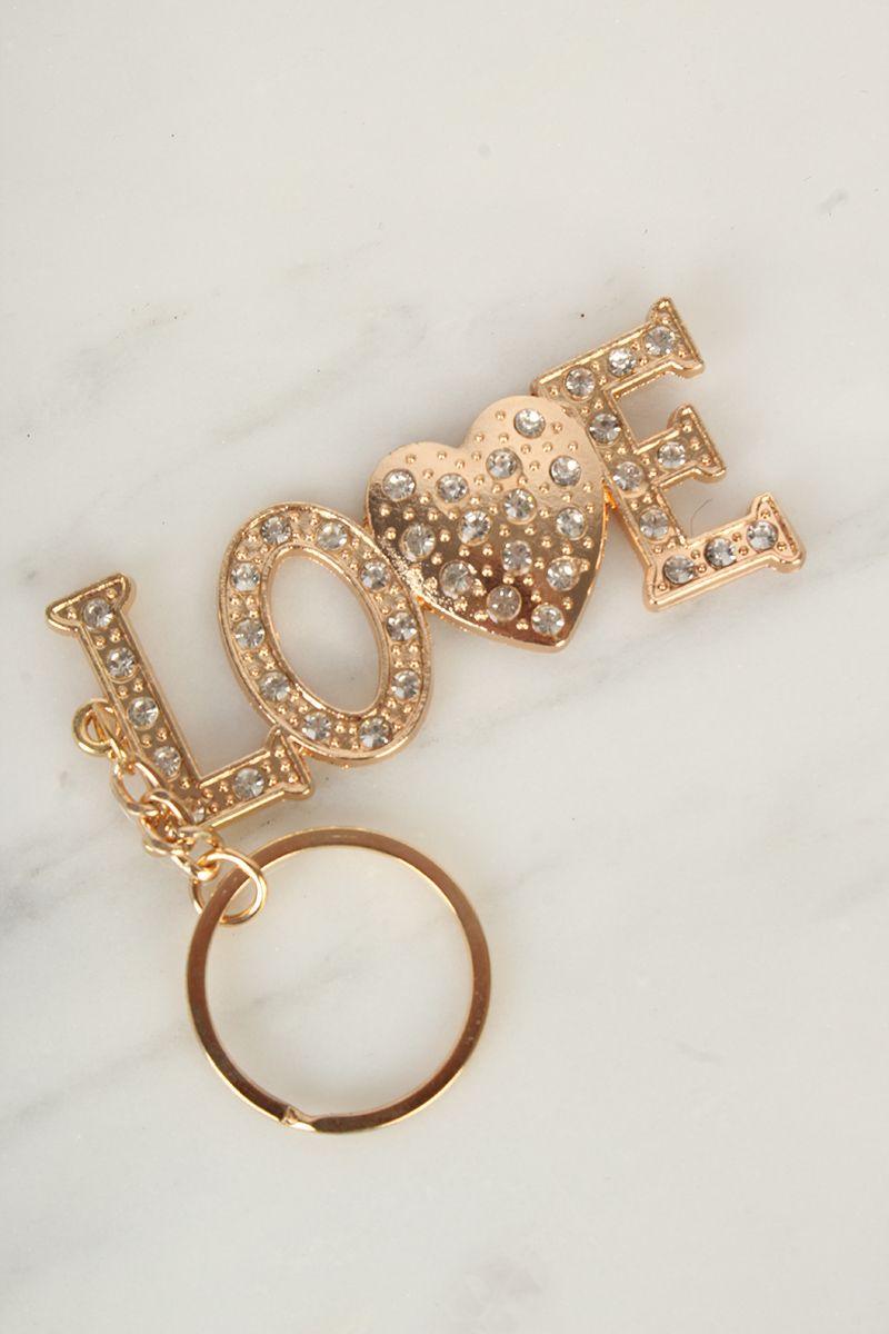 Sexy Gold Silver Encrusted Love Keychain - AMIClubwear