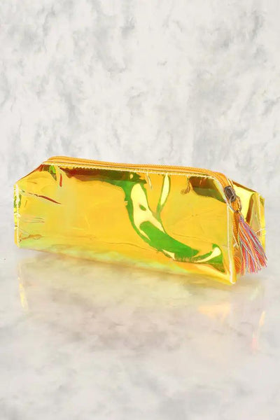 Sexy Gold Yellow Holographic Pencil Pouch - AMIClubwear