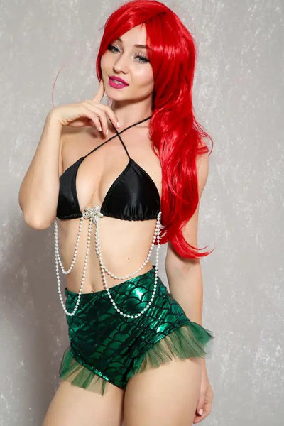 Sexy Green Black Fish Scale High Waist 2 Pc. Mermaid Costume - AMIClubwear