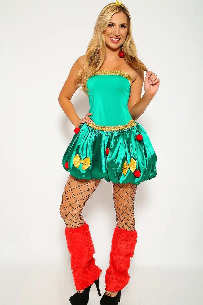 Sexy Green Tree Two Piece Holiday Costume - AMIClubwear