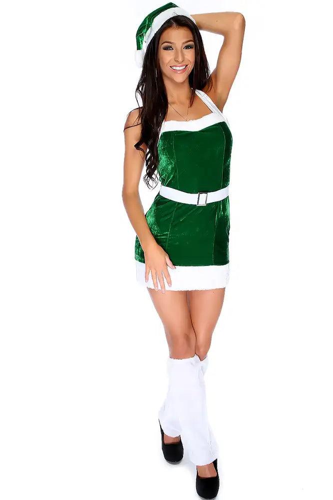 Sexy Green White Bold Two Tone Holiday Costume - AMIClubwear